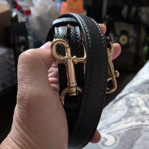 Coach Black Pebbled Leather Strap with Gold Hardware